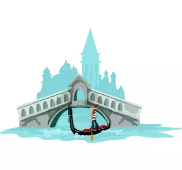 Stickere locuri scenă cu gondola venețiană - TenStickers