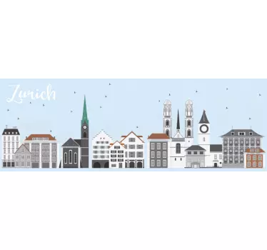 Stickere locuri ilustrație peisaj zurich - TenStickers