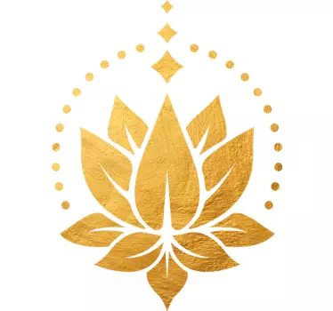 Decor de perete cu flori de lotus auriu - TenStickers