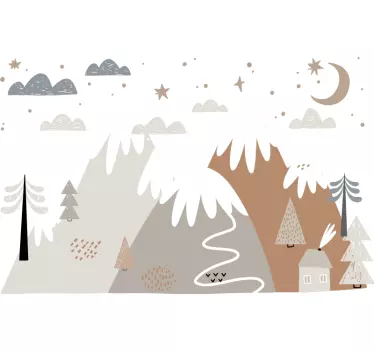 Autocolant de perete pentru dormitor copii din munți scandinavi - TenStickers