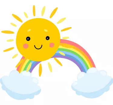 Autocolant de perete desen animat soare și curcubeu - TenStickers