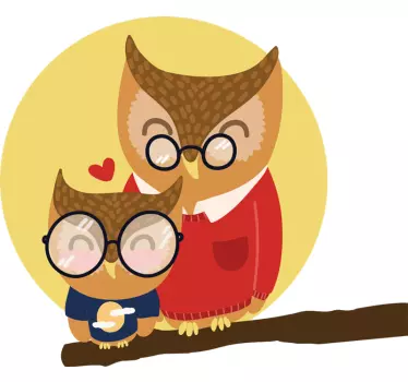 Artă de perete ilustrare familială bufniță - TenStickers