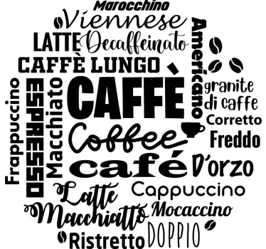 Tipuri de cafea băutură autocolant de perete - TenStickers