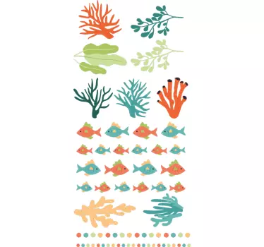 Decal colorat pește coral - TenStickers