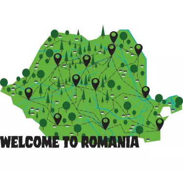 Bine ați venit pe autocolantul de perete al hărții româniei - TenStickers