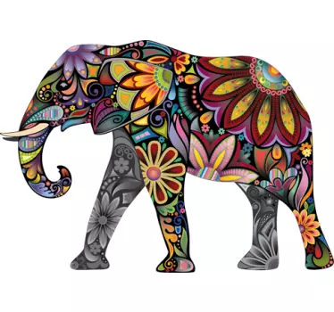 Colorat autocolant de perete de elefant - TenStickers