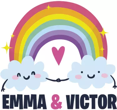 Curcubeu cu nume personalizate ilustrare artă de perete - TenStickers