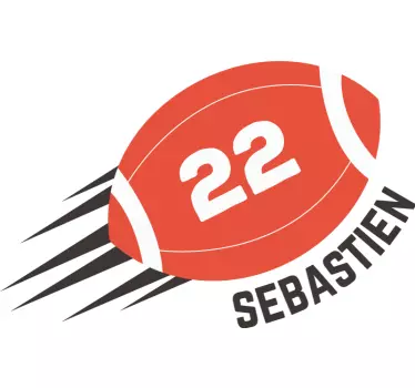Mingea de rugby cu autocolant text rugby - TenStickers