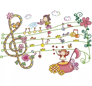 Muzicale și florale copii autocolant - TenStickers