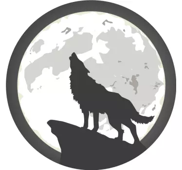 Lup în lună urlând autocolant cu animale sălbatice - TenStickers