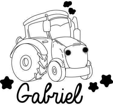 Tractor simplu cu autocolant personalizat pentru nume - TenStickers