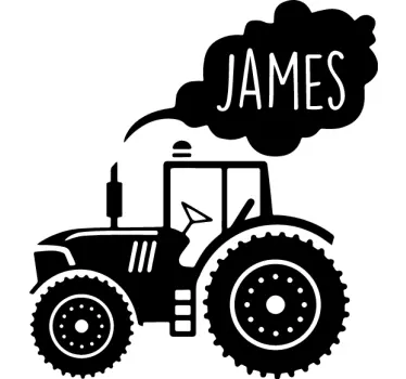 Tractor siluetă cu autocolant de jucărie cu nume personalizat - TenStickers