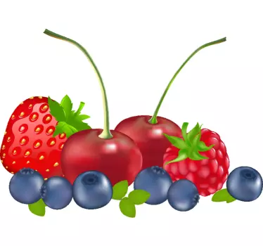 3 fructe pe un autocolant de perete cu fundal colorat - TenStickers