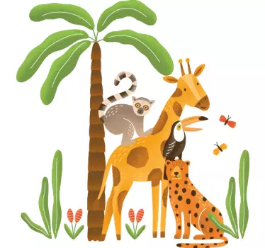 Animale din junglă care se joacă cu autocolant pentru animale săl - TenStickers
