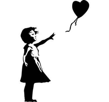 Fată cu balon banksy silueta decal - TenStickers
