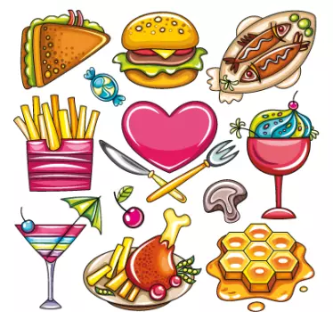 Colecție ilustrată de alimente pentru inimă - TenStickers