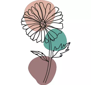 Flori margaretă natură linie artă design autocolant tapet - TenStickers