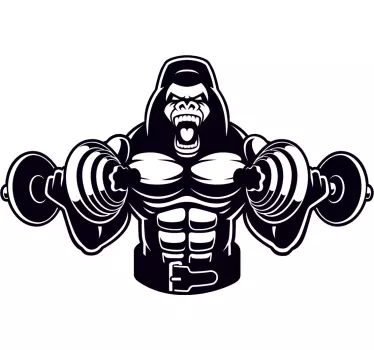 Autocolant de sport gorilla muscular ridicând - TenStickers