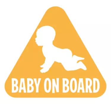 Autocolant triunghi galben și alb copil în mașină - TenStickers