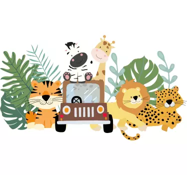 Animale safari setate cu autocolant de perete leu zebră și girafă - TenStickers