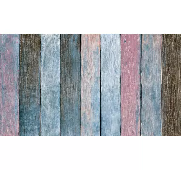 Autocolant de perete cu scânduri din lemn colorat rustic - TenStickers
