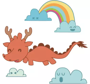 Sticker de perete dragon dragon curcubeu - TenStickers