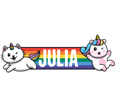 Curcubeu cu doi inorogi și motocicletă pentru pisici - TenStickers