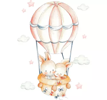 Iepurași pastelate pe nori cu decor de pereți cu aeroboane - TenStickers