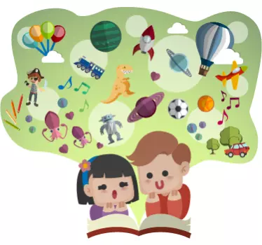 Copii care citesc autocolant pentru copii - TenStickers