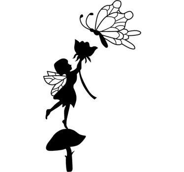 Copii ciuperci fairy fluture decal - TenStickers