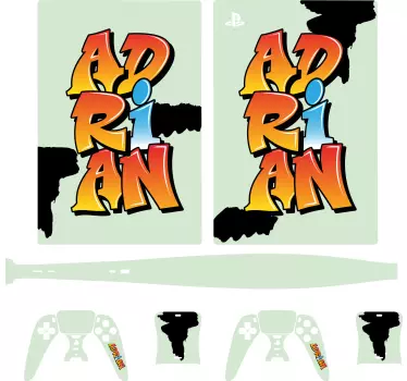 Autocolante pentru ps5 nume de graffiti colorat - TenStickers
