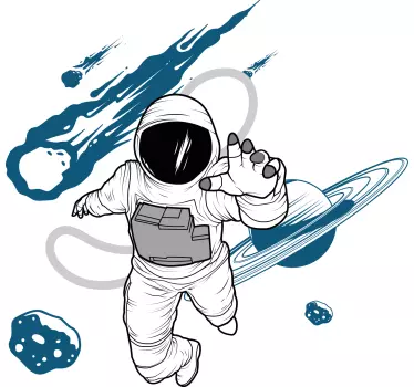 Autocolant dormitor personaj astronaut desenat manual - TenStickers