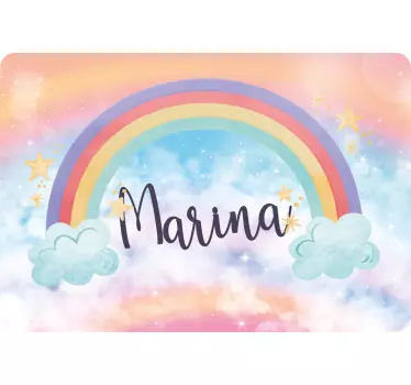 Autocolant fantastic pentru curcubeu cu nori frumoși - TenStickers