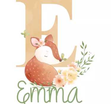 Animale drăguțe căprioare cu nume autocolant de perete dormitor - TenStickers