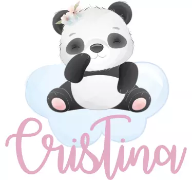 Panda drăguț pentru fată cu numele de perete autocolant - TenStickers