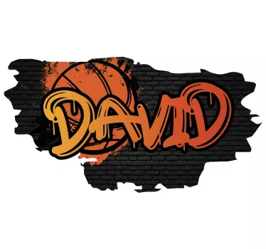 Nume graffitti portocaliu cu autocolant personalizat pentru basch - TenStickers