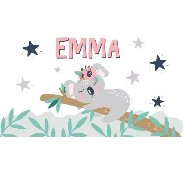 Drăguț koala pentru fată cu nume autocolant de perete dormitor co - TenStickers