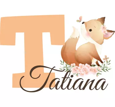 Animale drăguțe vulpe cu nume copii decalcomanie de perete - TenStickers