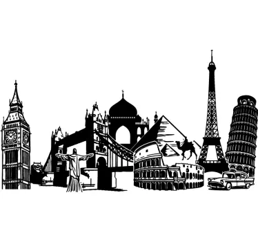 Monumentul mondial de colaj de perete monument - TenStickers