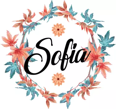 Coroana de flori de toamna cu decal personalizat cu nume - TenStickers