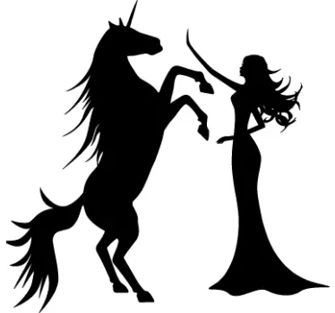 Printesa & unicorn autocolant de perete - TenStickers