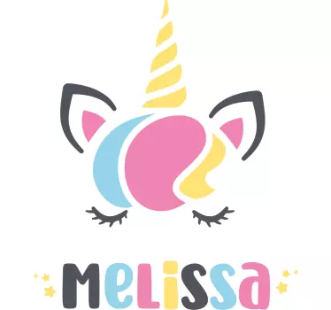 Decal personalizat pentru usa de sticla cu nume unicorn - TenStickers