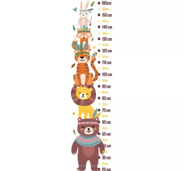 Autocolant cu graficul de înălțime al animalelor indiene - TenStickers