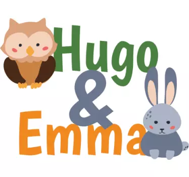 Autocolant cu bufniță și iepure cu animale sălbatice - TenStickers