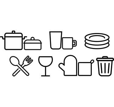 Tacâmuri de perete pentru bucătărie iconuri pentru bucătărie - TenStickers