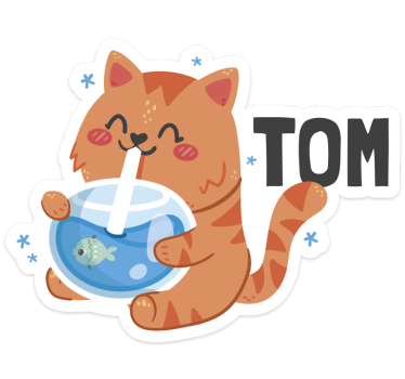 Autocolante de perete cu pisici și câini castron cu apă cu nume - TenStickers