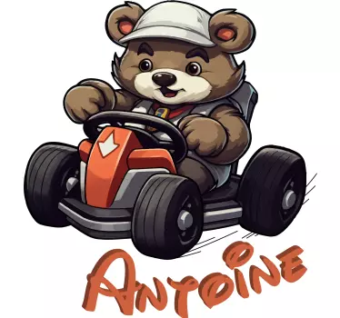 Autocolante camera copii urs de curse - TenStickers