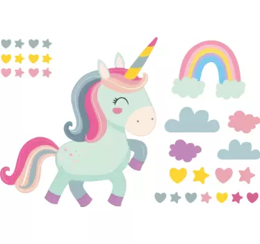 Autocolante camera copii unicorn fericit - TenStickers