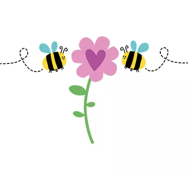 Albină și murală de perete de flori - TenStickers
