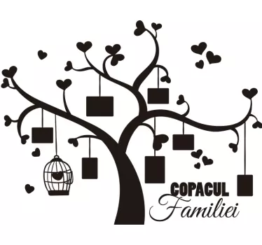 Arbore genealogic cu fotografii decor de perete living - TenStickers